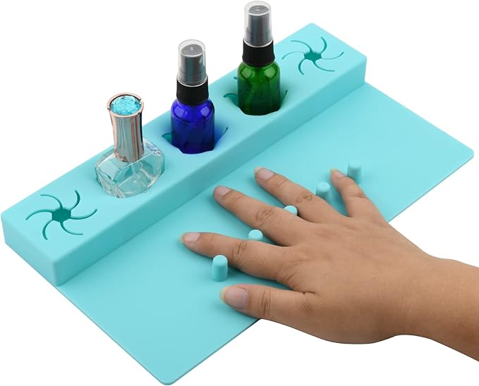 Beautyflier Soft Silicone Nail Polish Bottle Holder, Nail Polish Organizer Nail Station for Salon Home DIY Manicure Tools Nail Art (Blue)