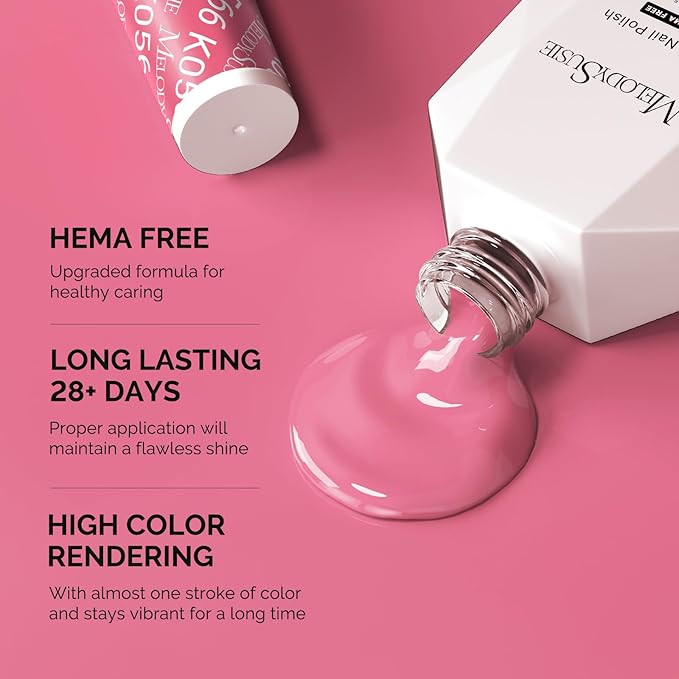 MelodySusie Hema Free Gel Nail Polish, 0.5 Fl Oz Thick Rose Pink Gel Polish, Non-Toxic, Long Lasting, Soak Off UV Nail Polish, Manicure Nail Design Salon DIY Nail Art at Home K0566