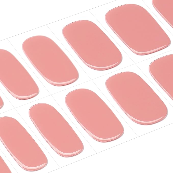 DANNI & TONI Semi Cured Gel Nail Strips Blush Pink Gel Nail Wraps 28 Stickers (Sunny Blush)