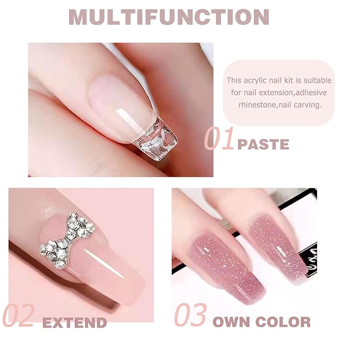 AIJIMEI Acrylic Powder Nail Kit with Professional Liquid Monomer and Acrylic Brush Cleaner,Acrylic Nail Tools Set Extension Nail System