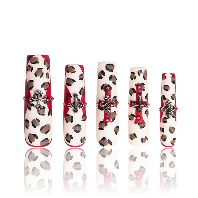 LOVFUL Mid Length Press on Nails Athalia | Handmade Acrylic Press ons | Reusable Fake False Nails | Square Mid Length 1.7 in | H269-L