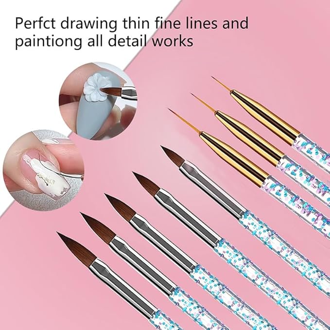 BORN PRETTY 33pcs Nail Art Brushes,Double-ended Dotting Tools,Nail Art Tool Set,Striping Brushes for Long Lines,Fingernail Drawing Pens with Palette Holder All in One for Beginners and Salon Home Use