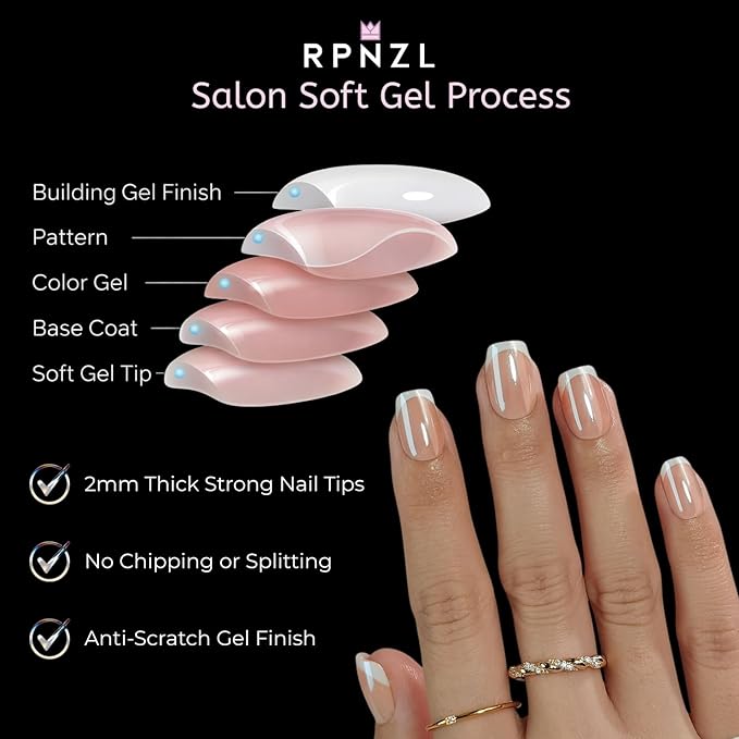 Press On Nails - Sweetie | Chrome Press On Nails Short Square Fake Nails White French Tip Nails | 32 Nails, 16 Sizes Kit with Glue and Adhesive Tabs