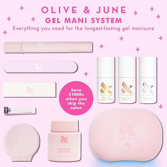 Olive & June Gel Polish | Valentine's Day | UV LED Nail Lamp Needed | Long Lasting Formula | Up to 21 Days of Wear | Damage-Free Removal | Salon-Quality Manicure, Pedicure | HD | Crisp White