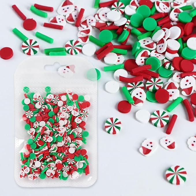4 Bags Christmas Nail Art Slices Snowflake Santa Claus Christmas Tree Candy Snowman Gingerbread Man Designs Christmas Nail Charms 3D Winter Mini Clay Slices for Acrylic Nails Decorations