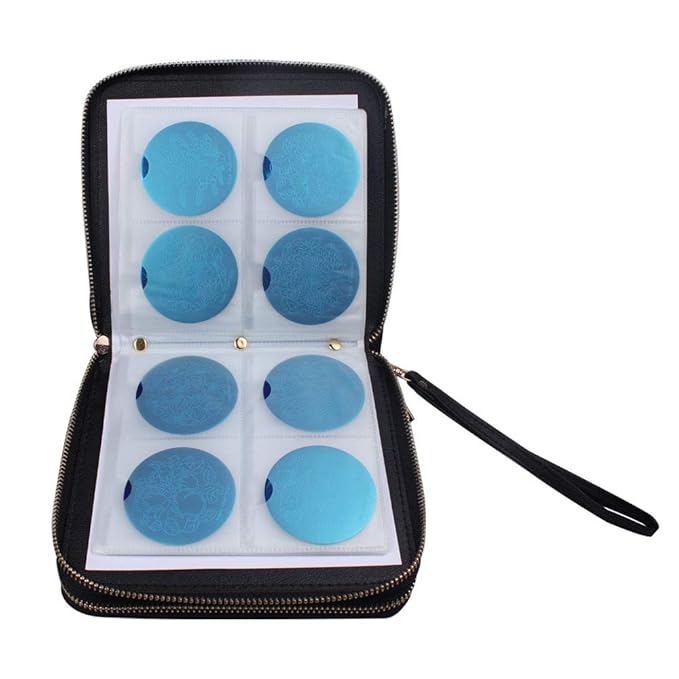 Finger Angel Nail Art Stamping Plate Organzier Double Zipper Cases 192 Slots Nail Stencil Holder Black Color Nail Template Collection