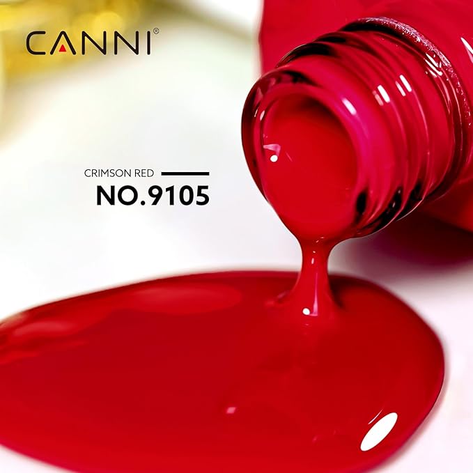 CANNI Red Gel Nail Polish, 1Pcs Red Gel Polish Bright Color High Gloss Soak Off U V French Nail Manicure Salon DIY