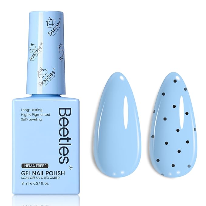 Beetles Light Blue Gel Nail Polish - Hema Free Pastel Baby Blue Gel Polish, 8ML/0.27Fl Oz Soak Off UV LED Lamp Pastel Nails Art, Long-Lasting Manicure Salon DIY Home Easter Spring Nails