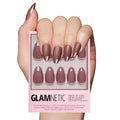 Glamnetic Press On Nails - Terra Fake Nails | Short Almond Dark Brown Nails with Glossy French Tips in a Matte Finish | 15 Sizes - 30 Nail Kit with Glue