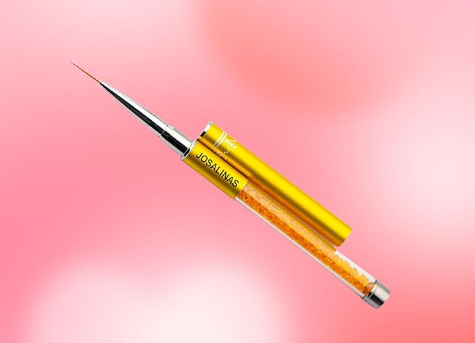 Nail Brushes Art Pen 2PCS, Gel Polish Painting Tools with Nail Extension Gel Builder, Salon at Home DIY Manicure (Gold-Liner#15mm)