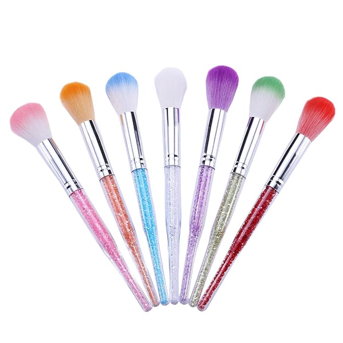 7 Pieces Soft Nail Art Dust Remover Powder Brush Cleaner for Acrylic and Makeup Powder Blush Brushes