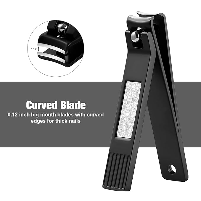 HAWATOUR Manicure Set Pedicure Kit, Heavy Duty Zinc Alloy Stainless Steel Fingernail Clippers Toenail Clippers Nail File with Tin Case, Premium Manicure Tools for Nail Care, Black