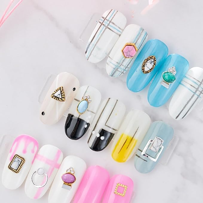 Turquoise Nail Art 3D Nail Products with Hollowed Out Design Nail Accessories Western Nail Art Retro Pendants Suitable for DIY Nail Art (20pcs)