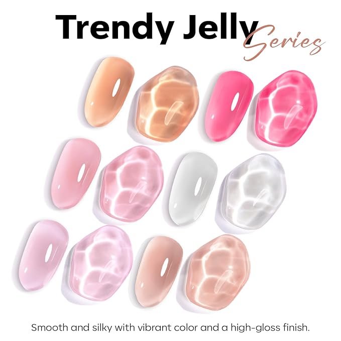modelones Nude Gel Polish Jelly Natural Pink Gel Nail Polish French Tip Base Color Translucent Soak Off U V Soap Nails for Nail Art Manicure at Home Valentin 15ML