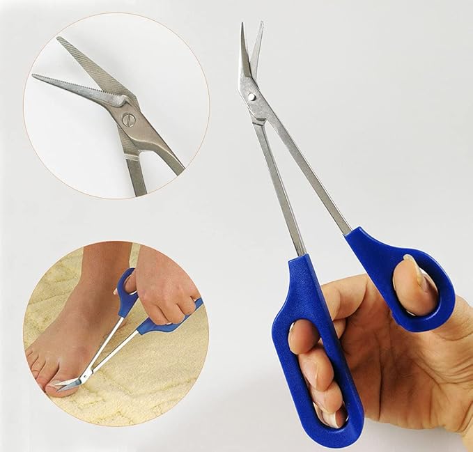 Long Handle Toenail Scissors for Adult Seniors & Easy Reach Long Handled Clipper for Thick Toe Nail with Ingrown Toenail File