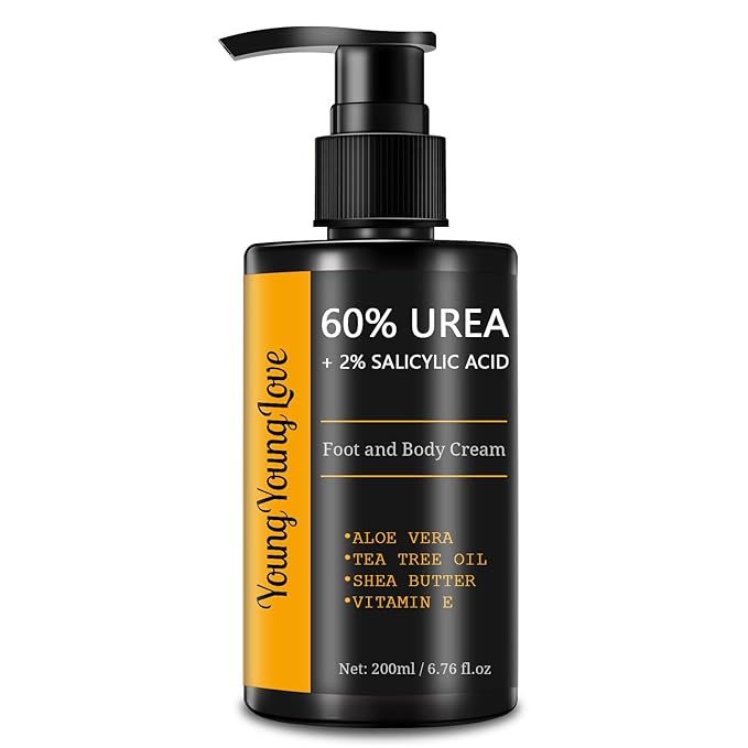 Fragrance Free 60% Urea Cream plus 2% Salicylic Acid, for Dry Cracked Hands Knees Feet Heels, Repair Unscented Foot Cream for Dead Skin, Lotion for Moisturizing and Softening 6.76 OZ