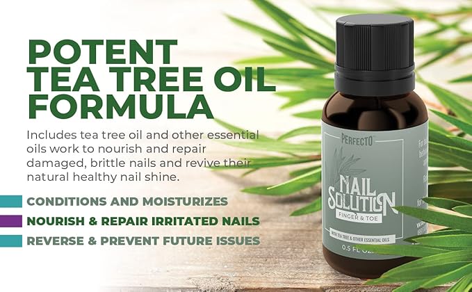 Perfecto Toenail Treatment with Tea Tree Oil - Fingernail and Toe Nail Treatment Extra Strength - Nail Repair Foot Nail Treatment - Renews Foot, Yellow & Cracked Nails