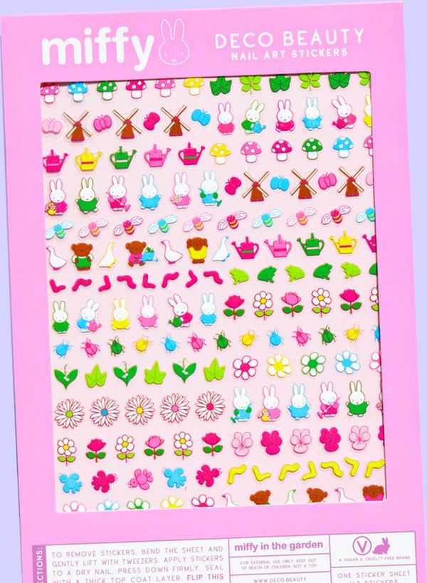 Deco Beauty Miffy in the Garden-Super Thin & Easy-to-Apply Nail Art with the Cutest Designs-Durable & Long-Lasting Nail Art Stickers and Decals for Women, for DIY At-Home Manicures&Salon-Quality Nails