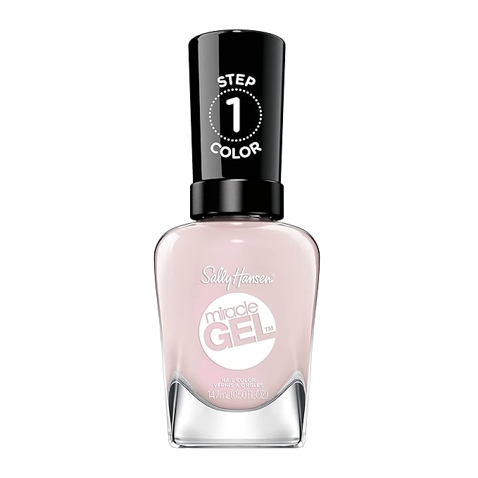 Sally Hansen Miracle Gel Salon Quality Nail Polish | Gel-Like Formula, Two-Step System, No UV Light Needed, Long Lasting | Sheer, Shimmery | 233 First Glass | Ivory Pink Nail Polish