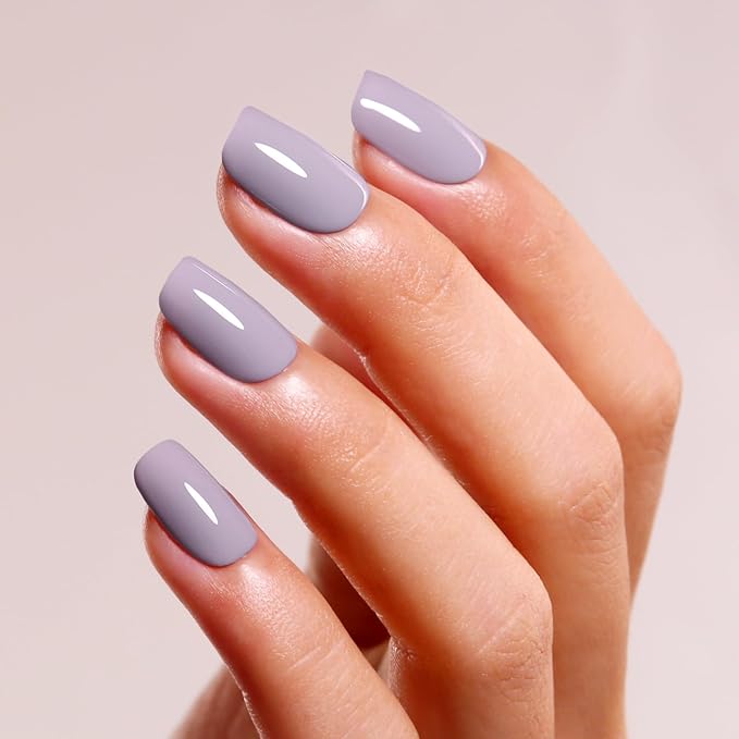 Gel Polish, 0.5 Fl Oz Light Gray Gel Nail Polish Autumn Winter Soak Off LED UV Purple Gray Gel Nail Polish Art Starter Manicure Salon DIY Nail Gel Polish