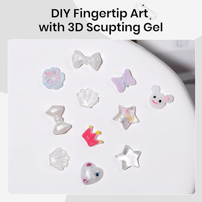 3D Nail Sculpting Gel for Nails Art, White Non-Sticky Hard Solid Molding Nails for Extension Carving Home DIY Manicure with Nail Art Pen DIY at home