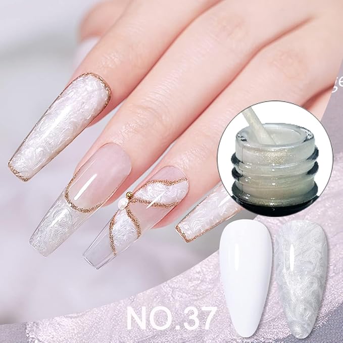 Liner Gel Nail Art Polish 12 Colors Set, Pearl Colors Painted Liner Gel Nail Polish Kits Acrylic Nail Art Line Drawing LED Required