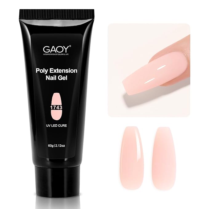GAOY Poly Gel, 60g Nail Extension Gel, Milky Nude Builder Enhancement for Beginner & Professional Nail Art Salon DIY at Home