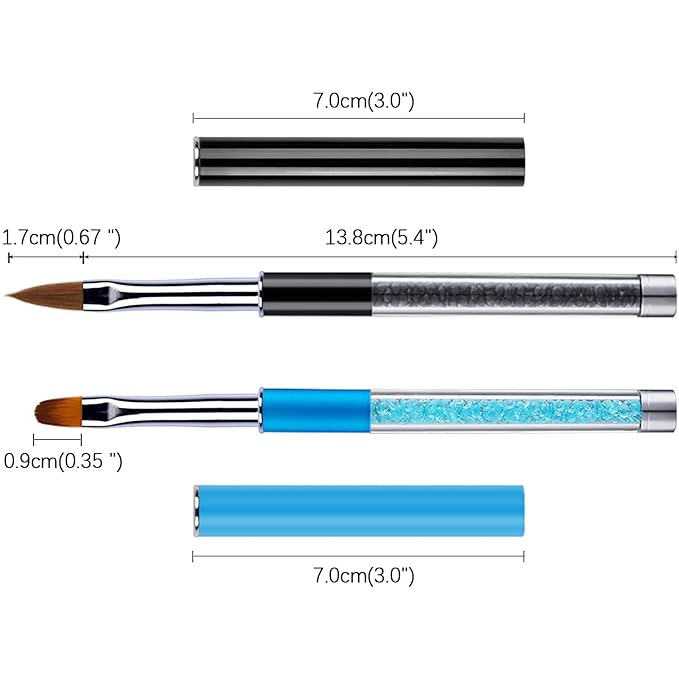 SILPECWEE 2Pcs Acrylic Nail Brush, Oval Nail Art Brushes Nail Clean Up Brushes Nail Design Tools Nail Painting Kit Manicure Remover Polish Brush
