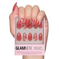 Valentines Day Glamnetic Press On Nails - Love Me | Glossy, Semi-Transparent, Short Almond Red Heart Nails, Salon Quality | 15 Sizes - 30 Nail Kit with Glue