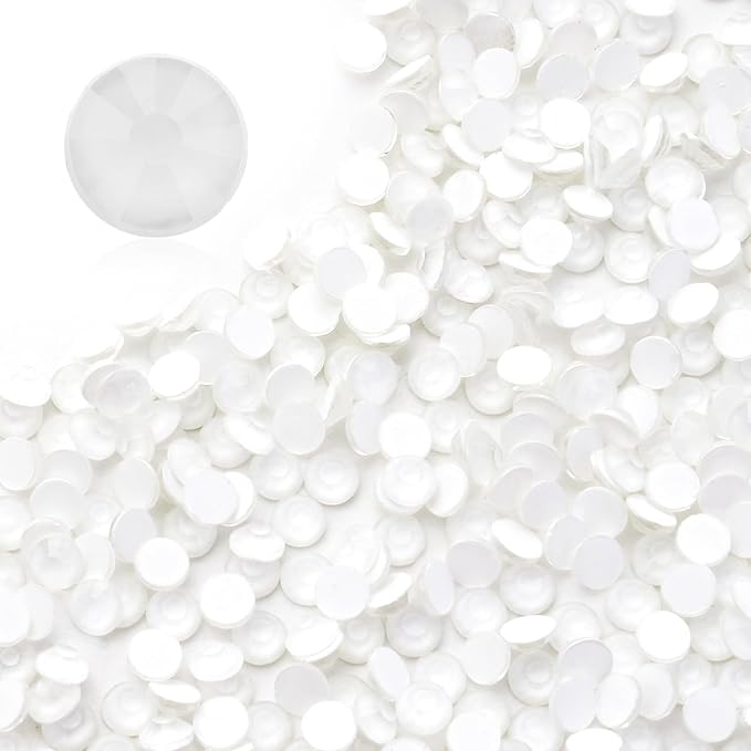 Neon White Flatback Rhinestones, Glass Rhinestones for Nail Art and Craft, Glue Fix, Loose Crystal Gemstones(Neon White, SS8, 1440pcs, 2.3-2.5mm)