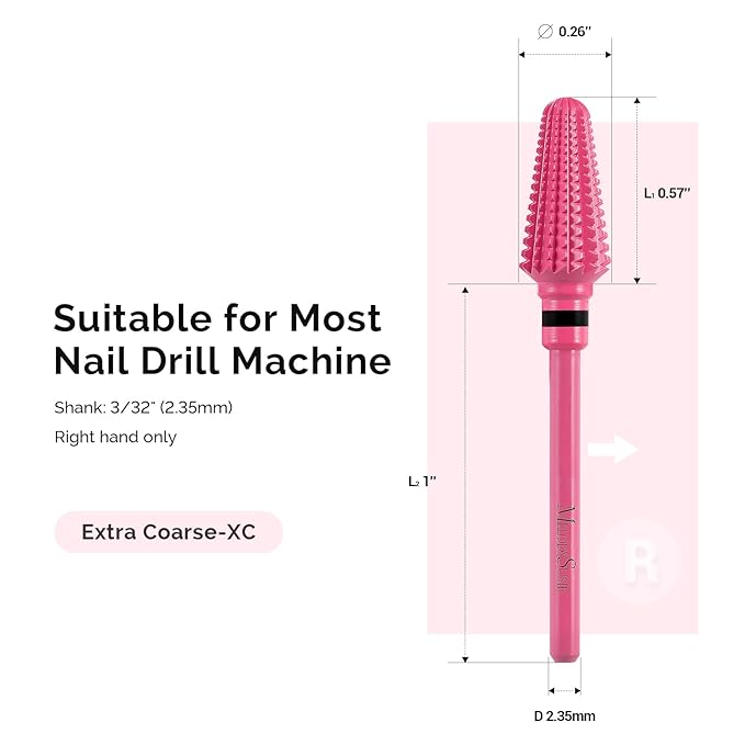 MelodySusie Professional Tornado Nail Drill Bits, 3/32'' Carbide Tungsten Multi-function Bits, Suitable for Manicure Pedicure Cuticle Gel Polishing, Salon Bits, Pink Blossom, Series Bit-X, XC