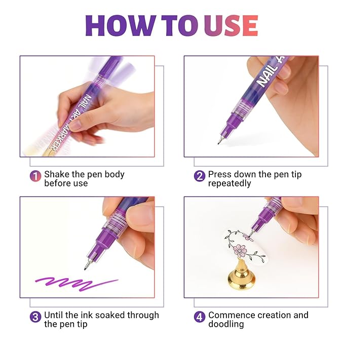 Nail Art Pens Markers Kit - 12 Colors 3D Nail Polish Art Pens Set Design Tools for Girls Women Kids Beginners DIY Painting Nails, Drawing Painting Liner Brush Quick Dry 0.5mm (12 Count (Pack of 1))