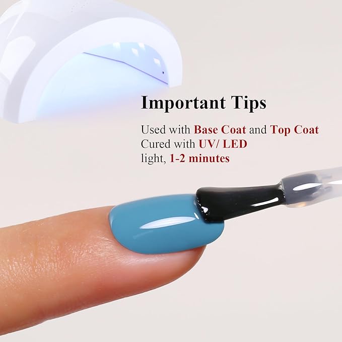 Gel Polish, 0.5 Fl Oz Sky Blue Gel Nail Polish Spring Summer Soak Off LED UV Gel Nail Polish Art Starter Manicure Salon DIY Nail Gel Polish
