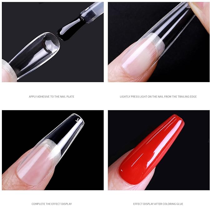 Soft Gel Curved Nail Tips, Full Cover Clear Gelly False Nail, Half Matte Acrylic Fake Nail, Press on Nail Tips Set for Extension, Home DIY Salon Manicure Nail art (Half cover 1, 550PCS)