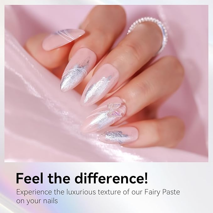 Makartt 3D Sculpting Gel for Nail Art: No Wipe UV Texture Gel, 5g Silver Fairy Aurora Powder Glitter Mud for Nails & Charms