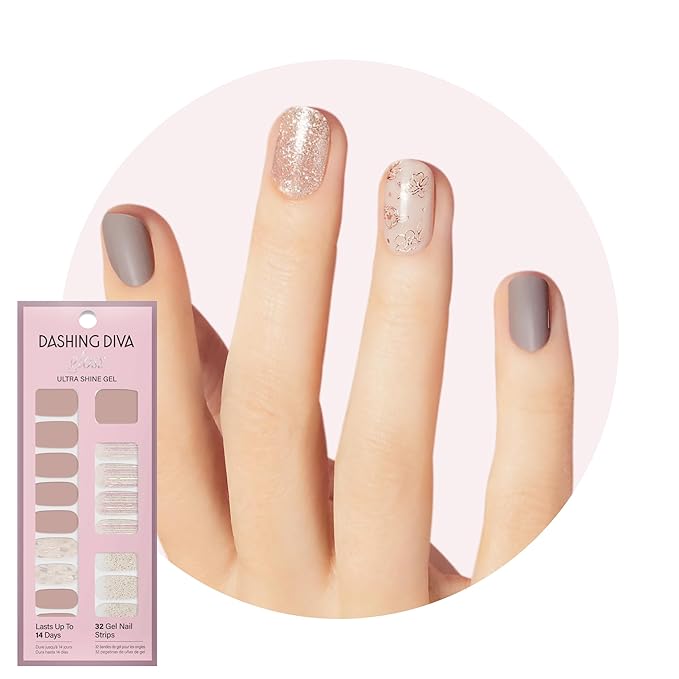 Dashing Diva Gloss Nail Strips - Lavender Dreams - UV Free, Chip Resistant, Long Lasting Gel Stickers - Contains 32 Wraps, 1 Prep Pad, 1 File