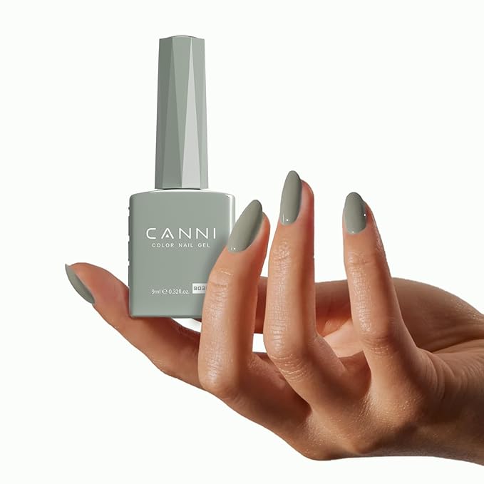 CANNI Light Green Gel Nail Polish, 1Pcs Sage Green Gel Polish Mint Color High Gloss Soak Off U V Nail Manicure Salon DIY