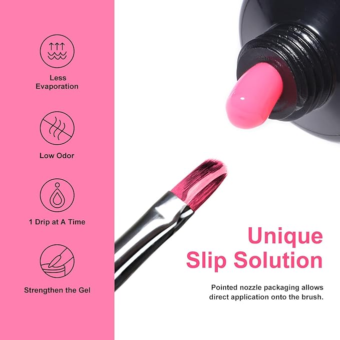 MTSSII 15Pcs Gel Nail Polish Set 6Pcs Gel Polish + 3Pcs Poly Nail Extension Gel Pink Purple with Slip Solution, Dual-Ended Brush for Polygel Nail Art Salon DIY Beginner Kit