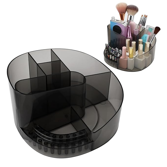 ANGNYA Nail Drill Holder with 7 Compartments & 18 Holes Nail Drill Bit Holder, Professional Nail Desk Storage Organizer Box Case for Nail Station, Salon and Home Use