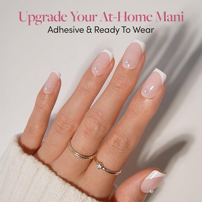 Glamnetic Nail Stickers for Nail Art - Pearlfect | 3D Pearl Adhesive Nail Decals, Customizable | 120 Gems Per Sticker Sheet, 4 Sizes