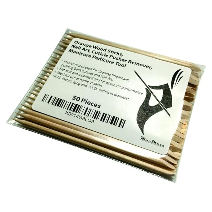 Orange Wood Sticks, Nail Art, Cuticle Pusher Remover, Manicure Pedicure Tool (50 Pieces)