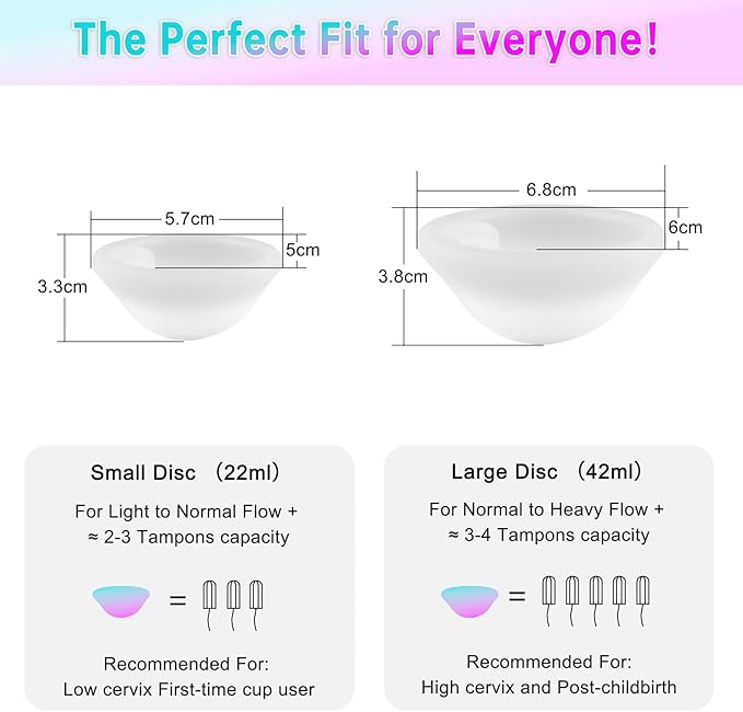 Menstrual Disc Alternative to Tampons | Organic 100% Medical-Grade Silicone | Leak-Free, Reusable & FSA Eligible Feminine Product | Hypoallergenic, BPA-Free, with Sterilizer & Travel Pouch (L)