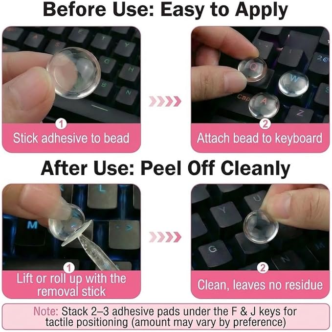 110pcs Keyboard Stickers for Long Nails, Clear Raised Glass Key Covers, No-Residue, Easy to Apply, Reusable, for Desktop Keyboards, External Keyboards, Calculators