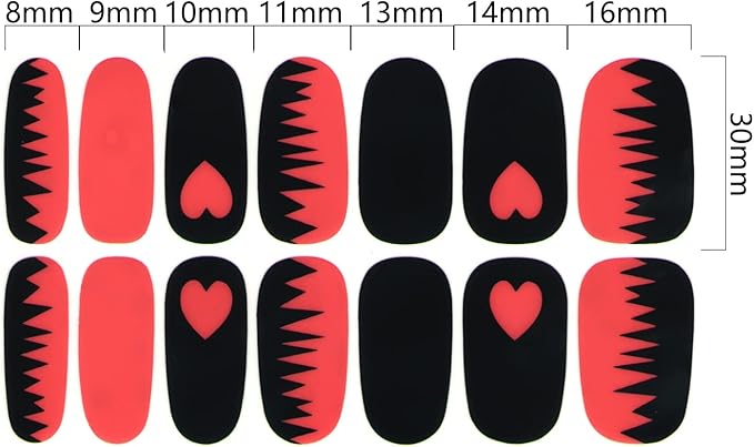 WOKOTO 16 Sheets Nail Polish Strips with Nail File Valentines Day Nail Stickers Full Nail Wraps for Acrylich Nails Heart Shapes Gel Nail Strips Stickers for Nails Self-Adhesive Nail Polish Stickers
