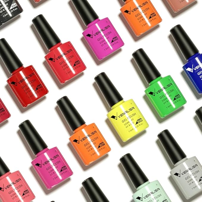 VENALISA VIP1 Set 62 PCS 7.5ml Gel Nail Polish Kit with Color Card Base Top coat,UV LED Soak Off Gel Polish Starter Manicure,Suitable to DIY at Home Nail Art Salon
