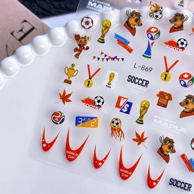World Cup Nail Stickers Football Soccer Competition Nail Decals Stickers