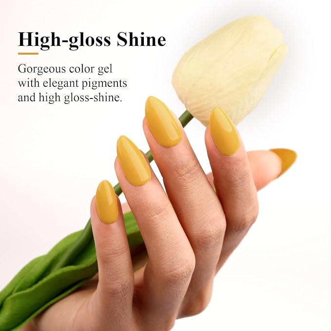Imtiti Warm Yellow Gel Polish, 0.5 oz Autumn Winter Gel Nail Polish Kit for Women Girls - DIY Nail Art Manicure Salon