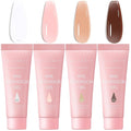 Makartt Poly Nail Gel Set - 4 Fall ColorsStrong Builder for Extension Overlay Strengthener 3D Diy, Multifunctional, Long-lasting for Nails French Manicures Home Salon White Pink Nude Brown