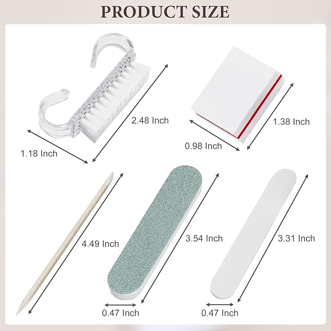 10 Sets Disposable Manicure Prep Kit for Travel Home, Portable Basics 5 in 1 Nail Salon Pedicure Kit, Professional Nail Tools Supplies, Nail File, Mini Buffer, Wood Stick & Handle Grip Brush