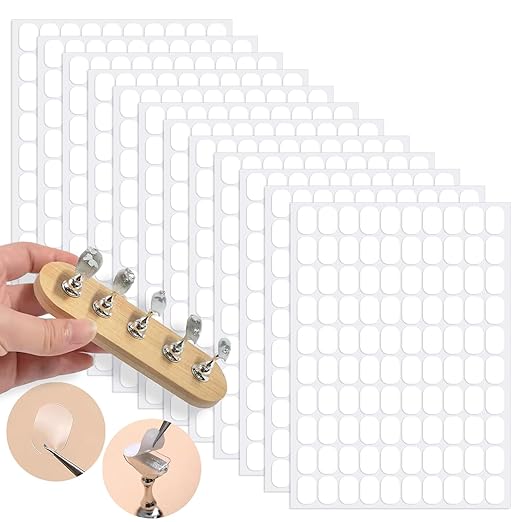 1200Pcs Double Sided Nail Tape (Pre-Cut 0.51×0.31 in.) Clear Adhesive Tapes for Press on Nails, False Nail Display Strips for Nail Stand Practice Putty Nail Holder Nail Book Nail Supplies